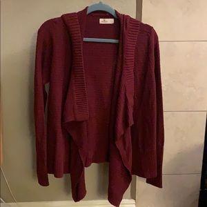 Red cardigan with hoodie